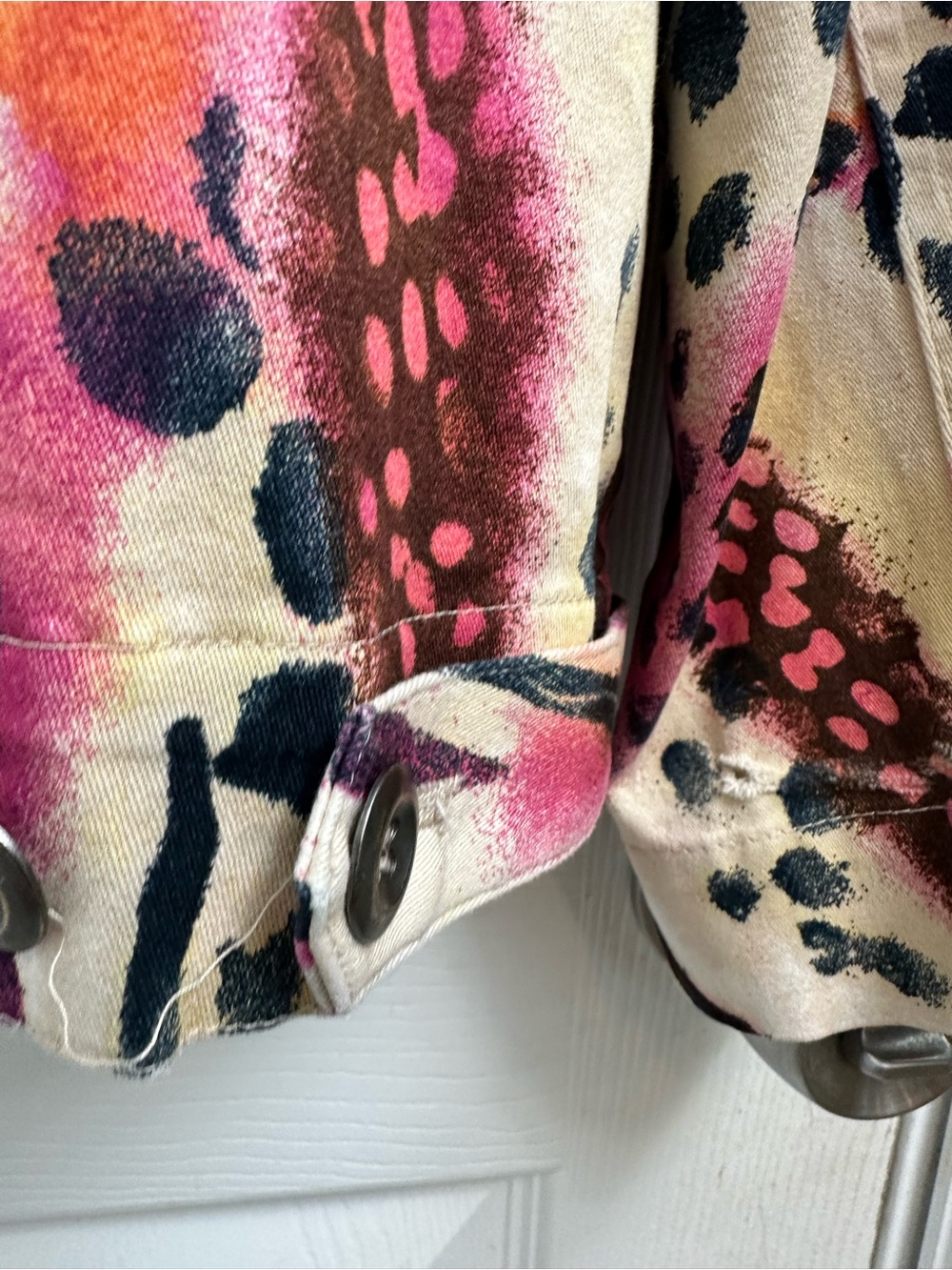 Chico’s Colorful Animal Print Button-Up Jacket & Raspberry Tee Combo - Picture 6 of 9